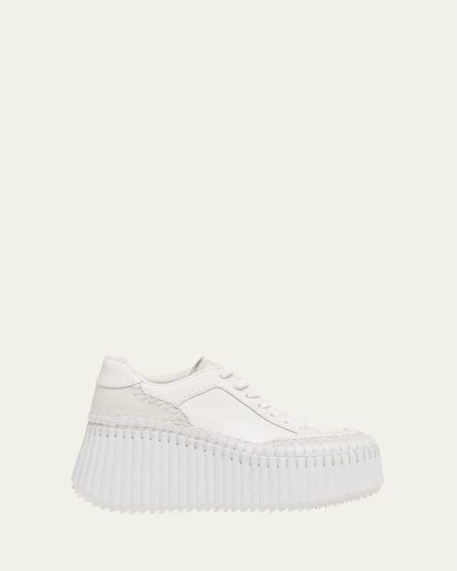 Nama Platform Speckled Mix Leather Sneakers