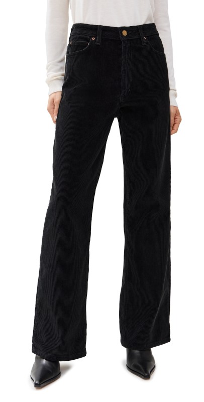 B Sides Elissa High Wide Corduroy Trousers Black Corduroy