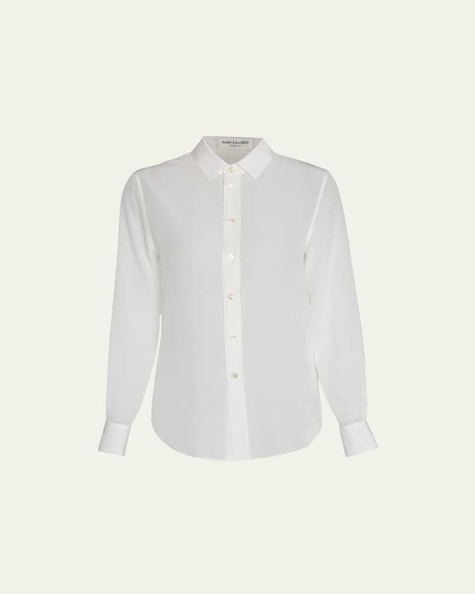 Classic Button Down Silk Blouse