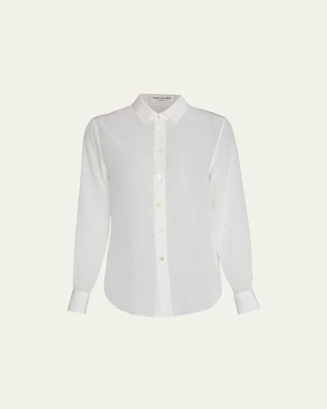 Classic Button Down Silk Blouse