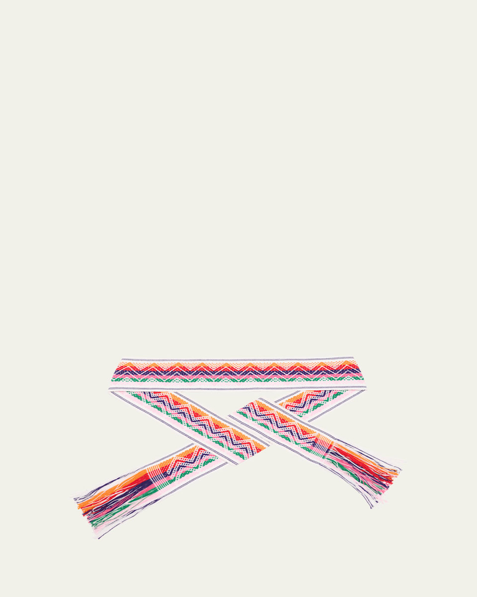 Handwoven Wide Embroidered Rainbow Belt