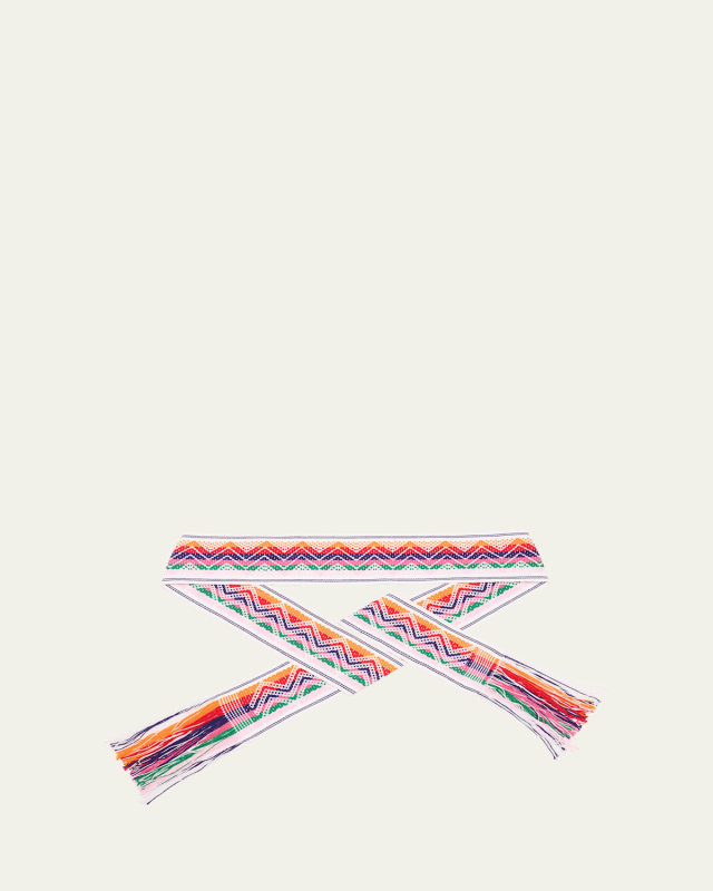 Handwoven Wide Embroidered Rainbow Belt