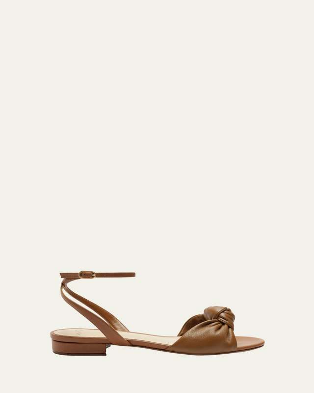 Kace Leather Knot Ankle-Strap Sandals