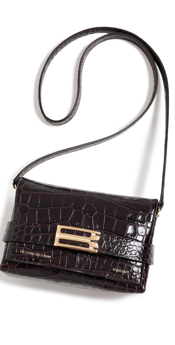 Victoria Beckham B Buckle Mini Chain Pouch with Long Strap Espresso