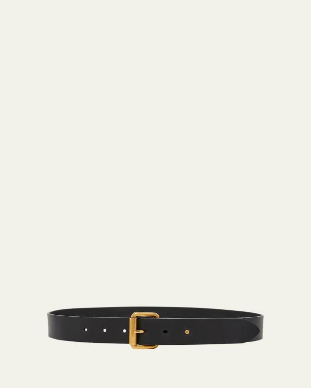 Motorcycle Black Leather Belt