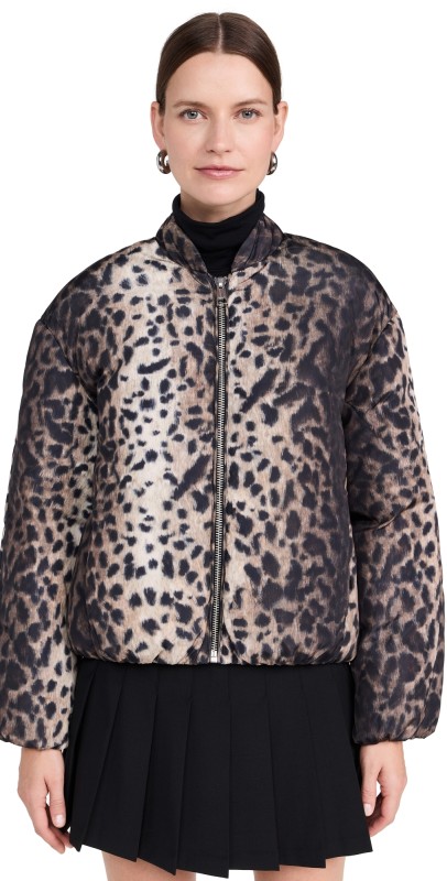 Apparis Leni Leopard Padded Bomber Jacket Leopard