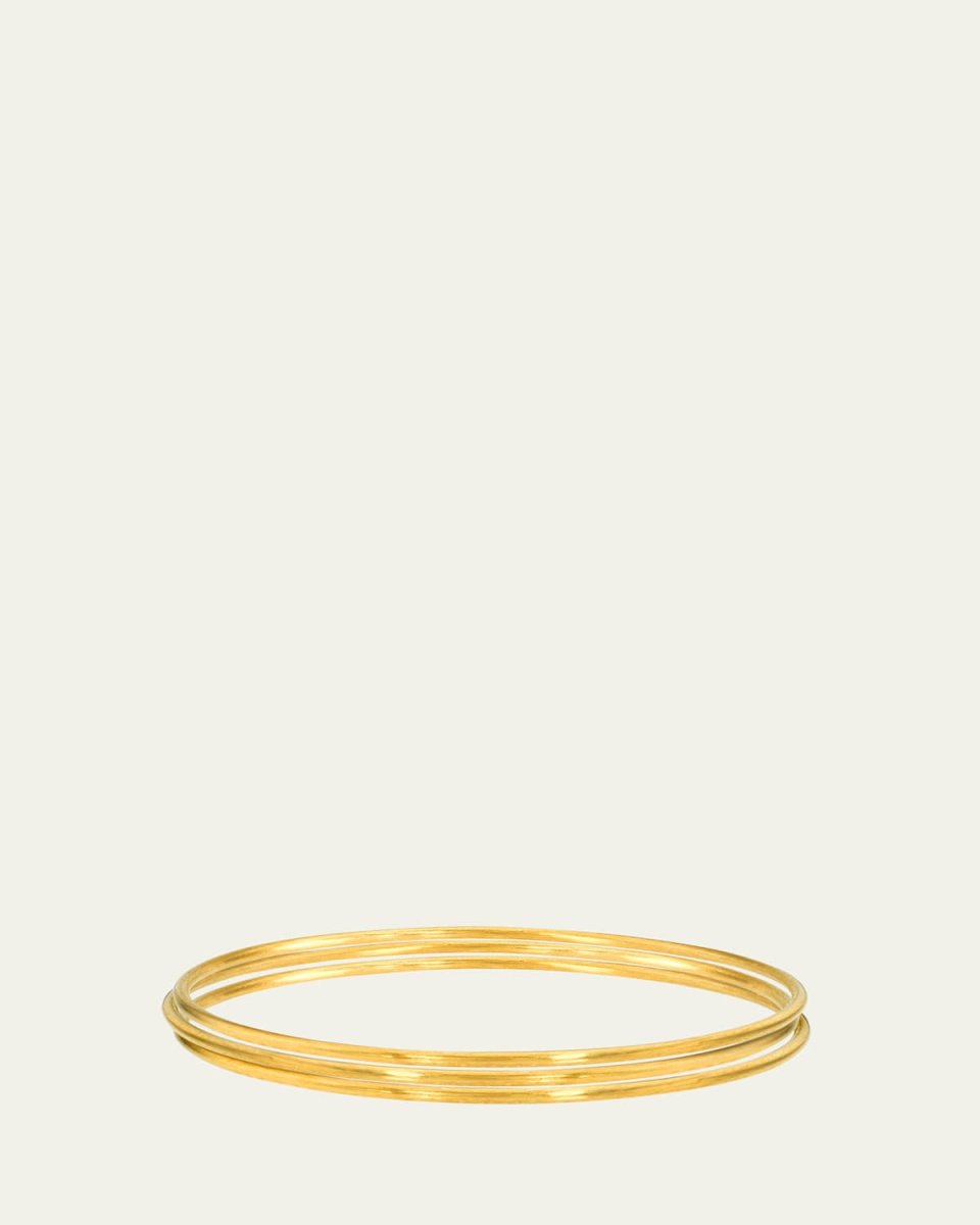 18K Yellow Gold Fairy Bangles, Set of 3