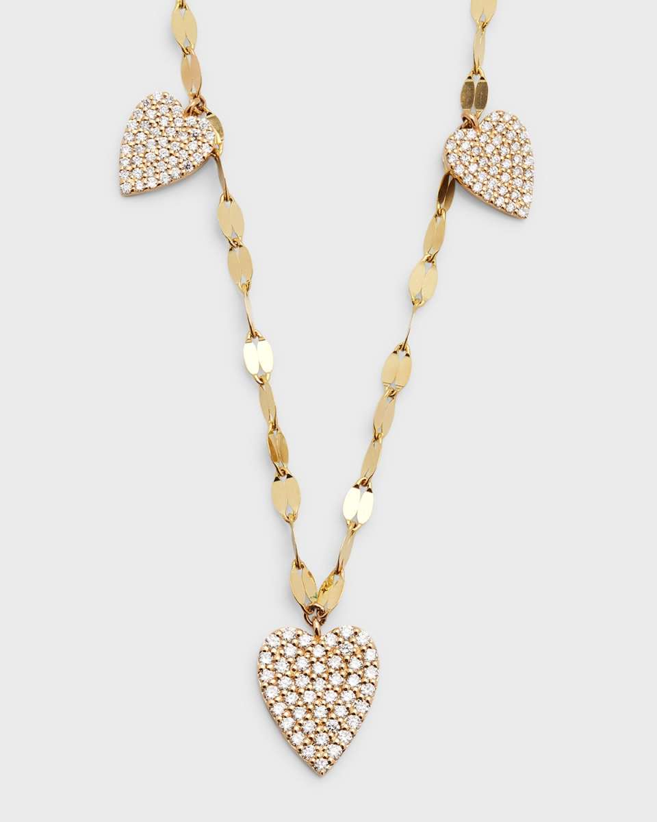 Flawless Triple Heart Diamond Charm Necklace