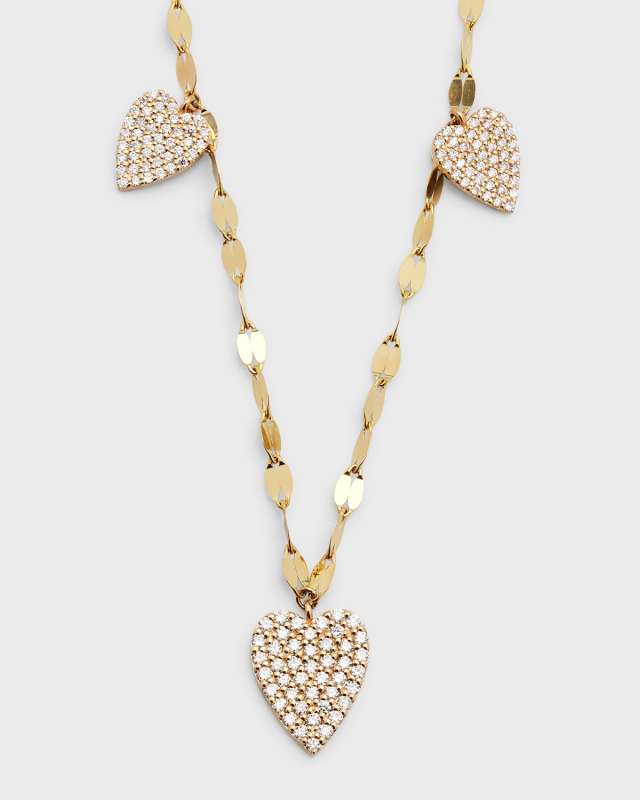 Flawless Triple Heart Diamond Charm Necklace