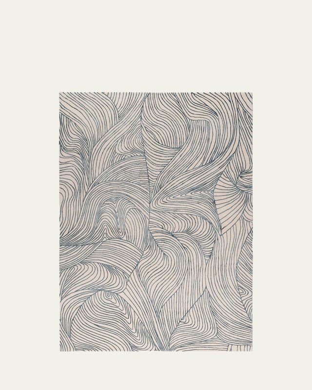 Waves Blue Hand-Knotted Rug, 8' x 10'