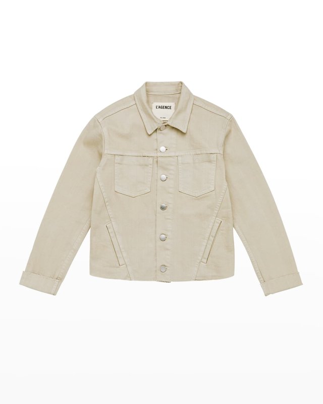 Janelle Slim Cropped Jean Jacket with Raw He