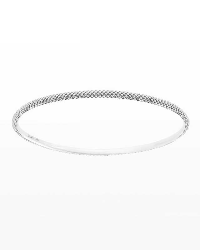 3mm Silver Caviar Bangle