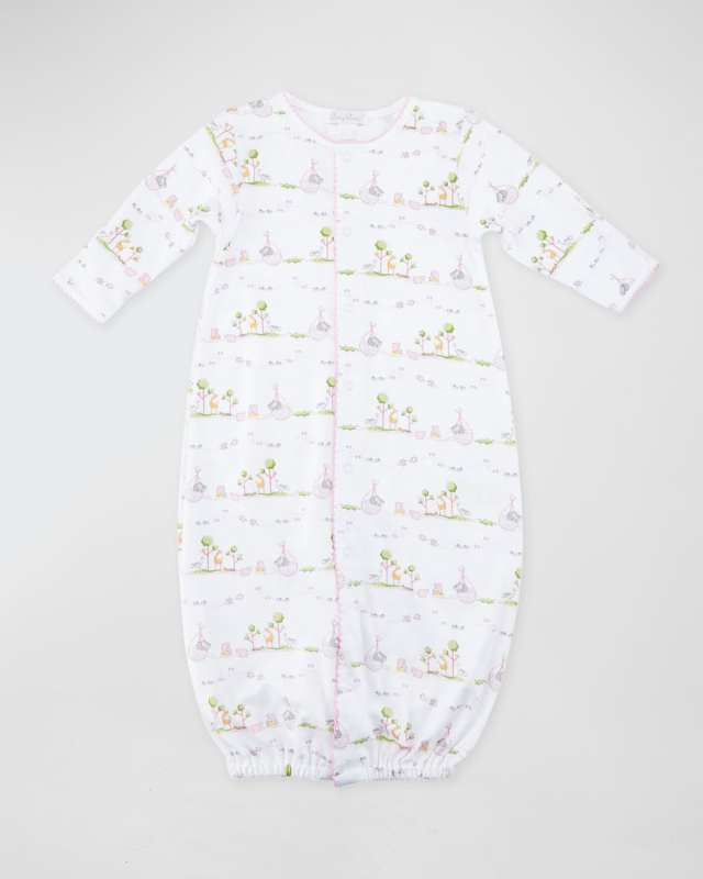 Noah's Ark Printed Convertible Sleep Gown, Size Newborn-Small