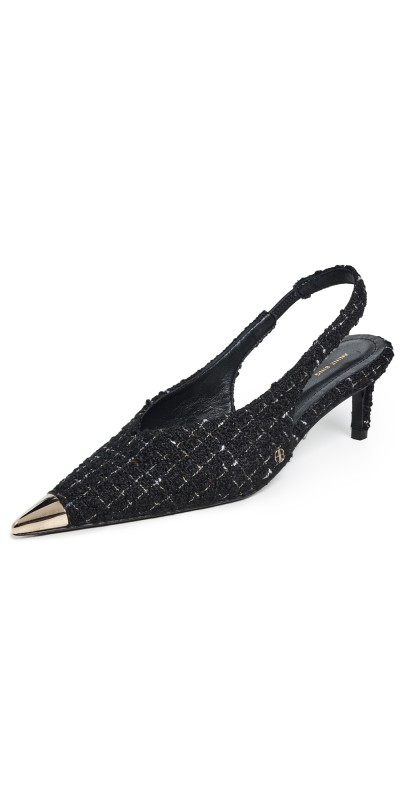ANINE BING Nina Heels with Metal Toe Cap Black/White