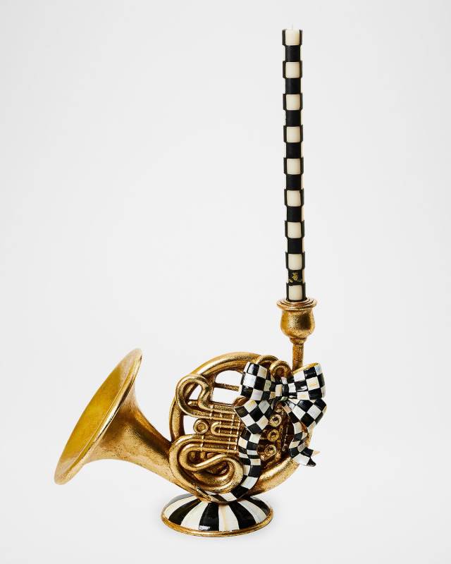Emerald Luxe French Horn Candle Holder