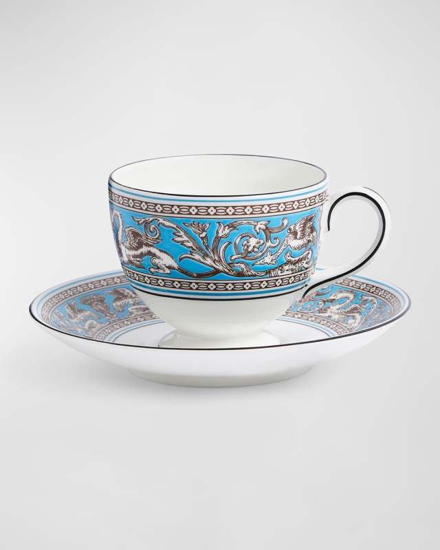 Florentine Turquoise Teacup & Saucer, 6.1 oz.