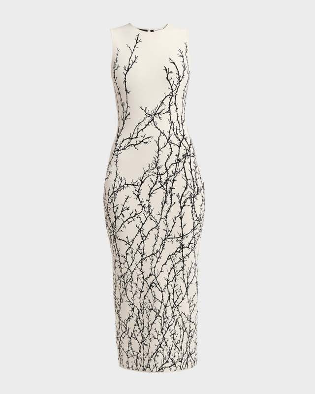 Thorn Embroidered Jacquard Midi Dress