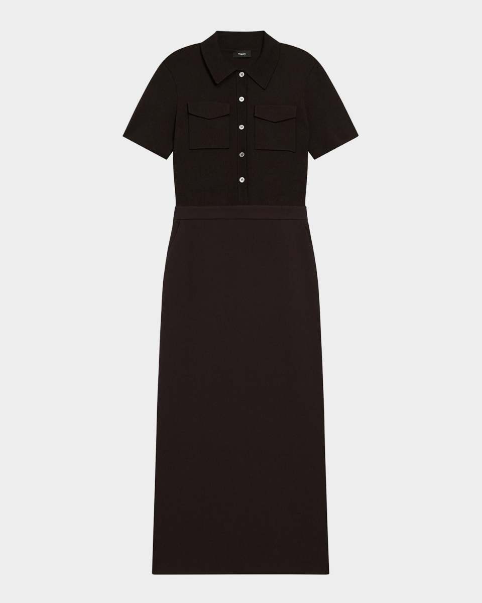 Admiral Crepe Short-Sleeve Utility Midi Dress