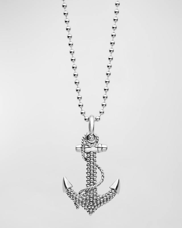Signature Caviar Anchor Pendant Necklace