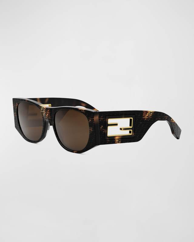 Baguette Logo Acetate Oval Sunglasses