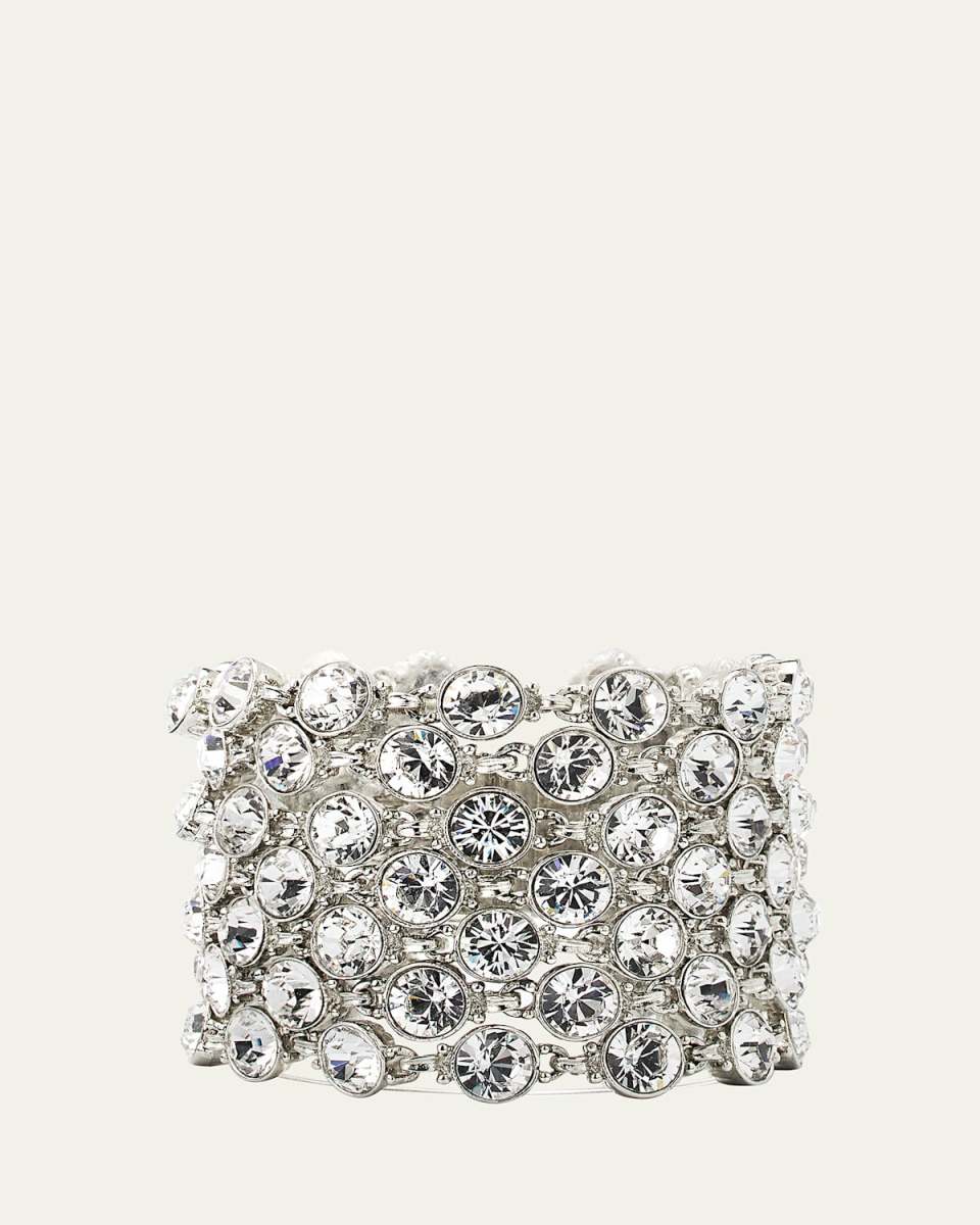 Wide Silver Crystal Bracelet
