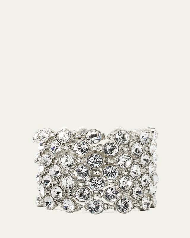 Wide Silver Crystal Bracelet