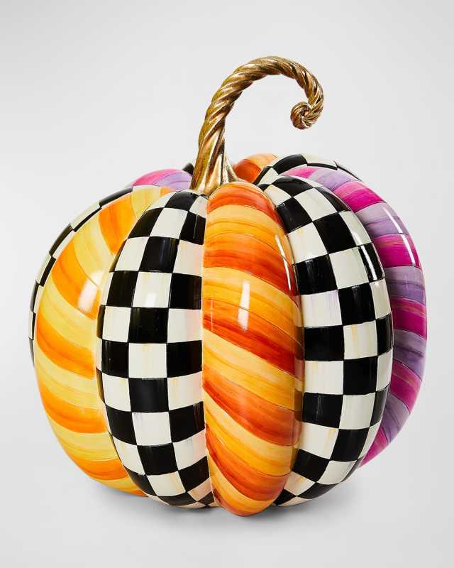 Plum and Orange Patchwork Extra Large Pumpkin, 18.9"