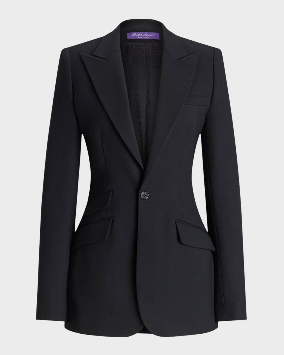 Hardison Single-Breasted Light Lux Wool Crepe Jacket