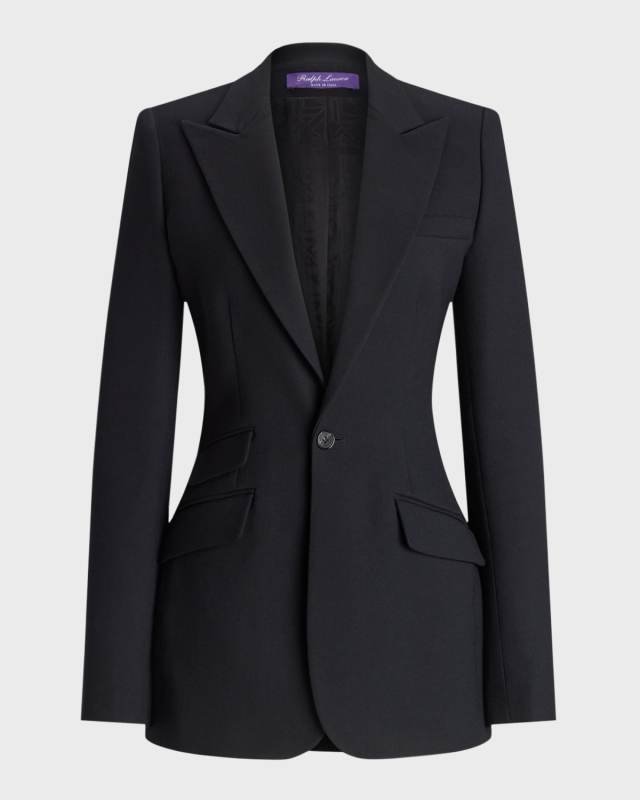 Hardison Single-Breasted Light Lux Wool Crepe Jacket