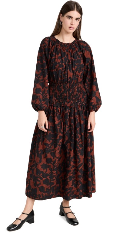 Apiece Apart Esparta Longleeve Maxi Dress DEEP BOTANIC