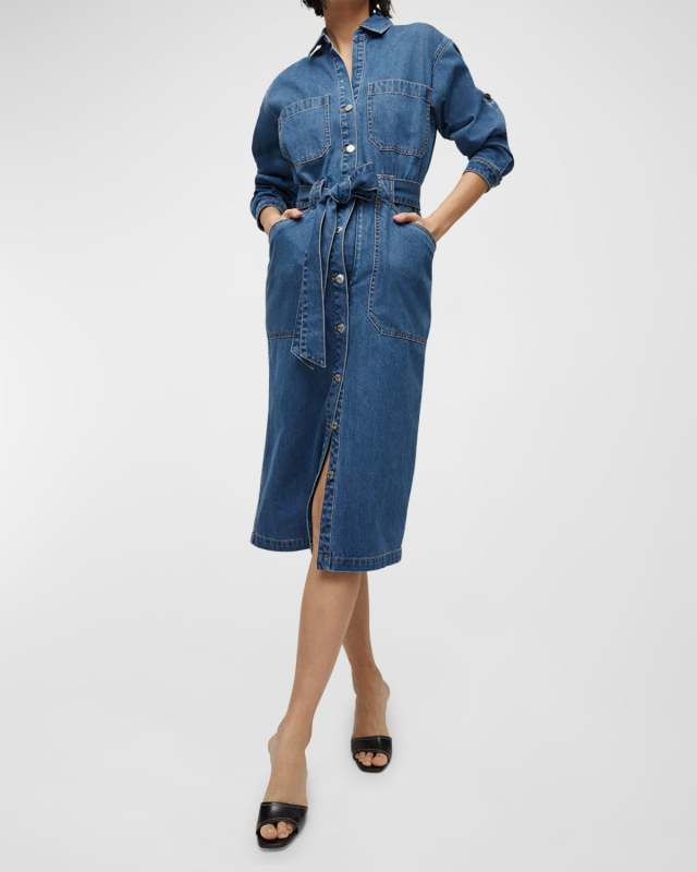 Evelyn Button-Front Denim Shirtdress