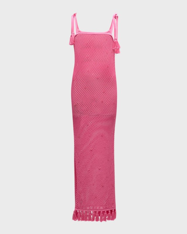 Kerry Sequined Open-Knit Midi Dress