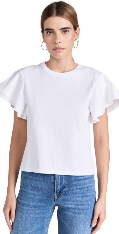 FRAME Flounce Crew Tee Blanc