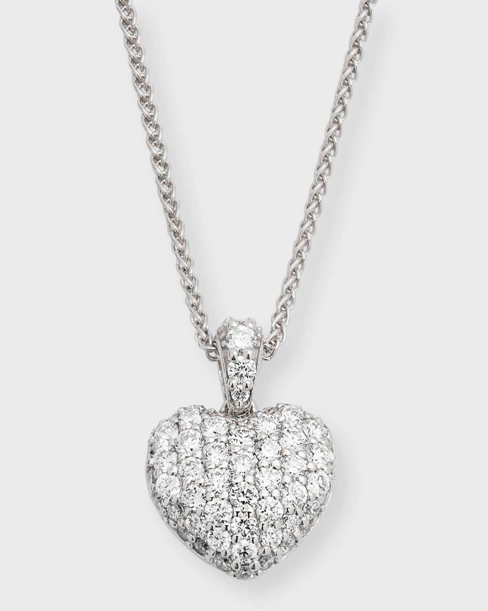 18k White Gold Diamond Heart Pendant Necklace, 18"L, 0.37tcw