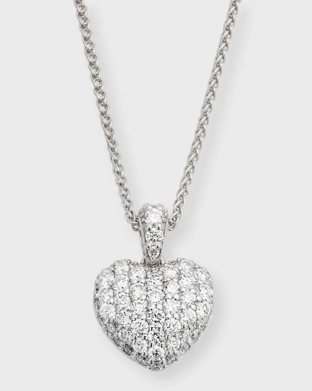 18k White Gold Diamond Heart Pendant Necklace, 18"L, 0.37tcw