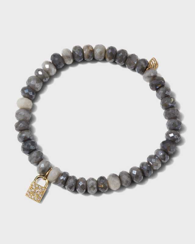6Mm Grey Silverite Mystic Coated With 14K Yg Diamond Lock