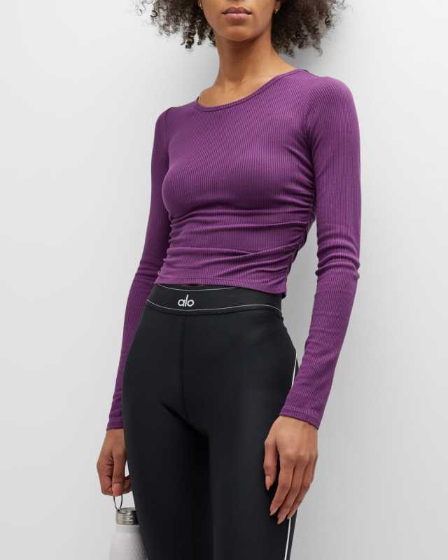 Gathered Long-Sleeve Crop Top