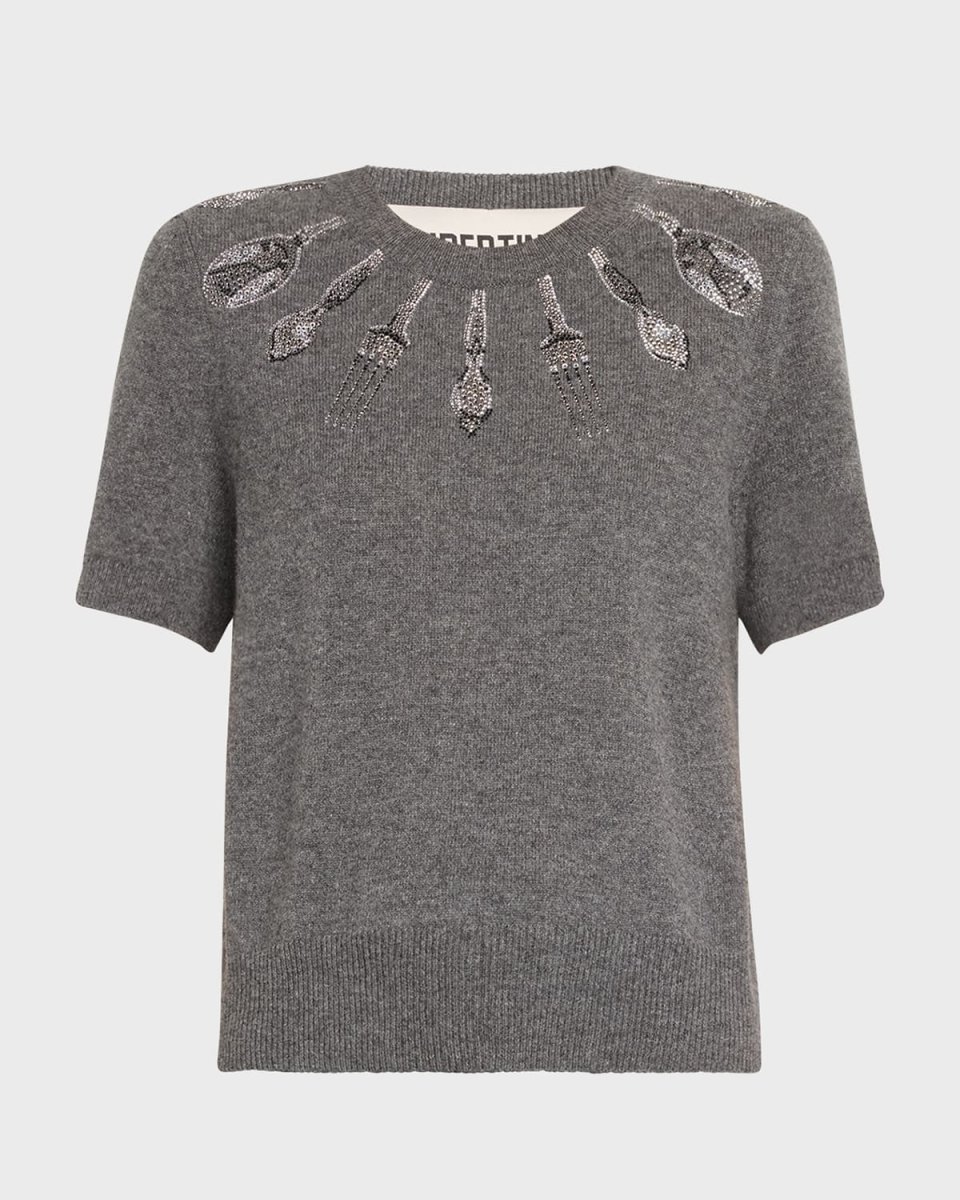 Michelin Star Cashmere Pullover with Rhinestone Detail
