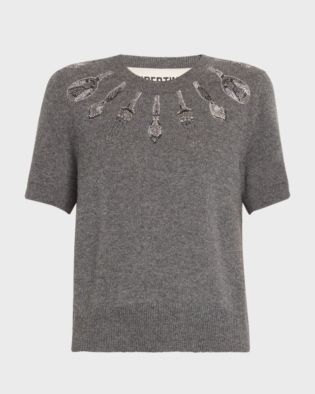 Michelin Star Cashmere Pullover with Rhinestone Detail