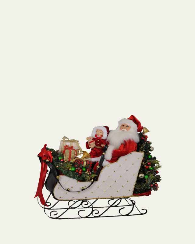 White Sled Santa Christmas Decoration