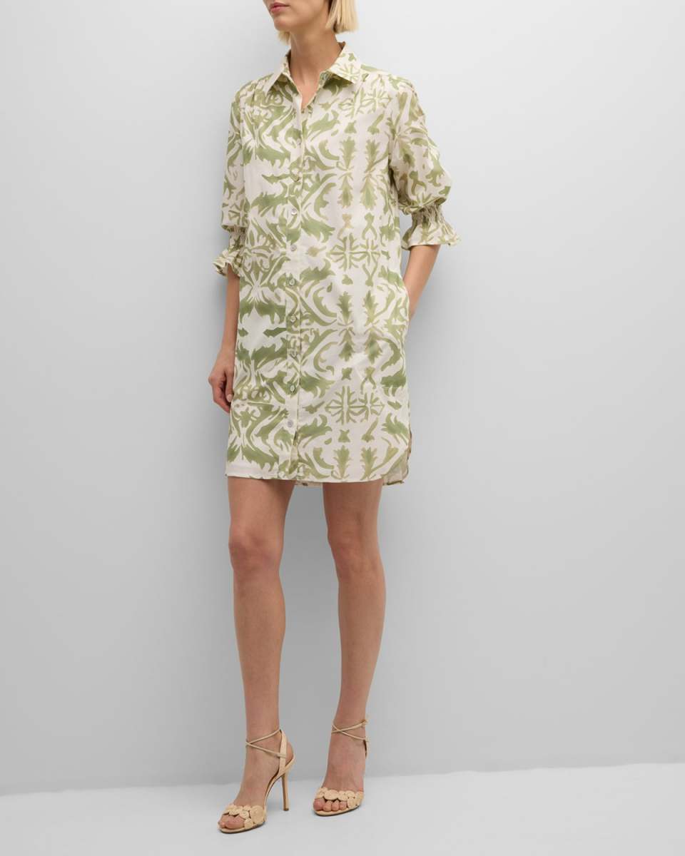 Miller Tile-Print Cotton Shirtdress