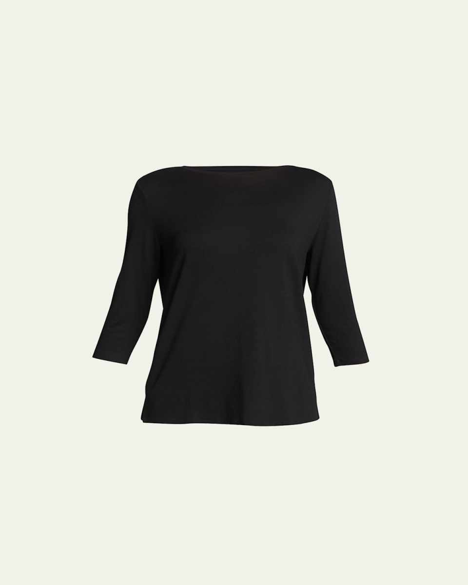 Soft Touch 3/4-Sleeve Boat-Neck Top