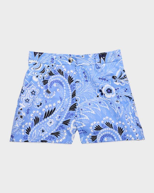 Girl's Cotton Paisley Pocketed Shorts, Size 12-16