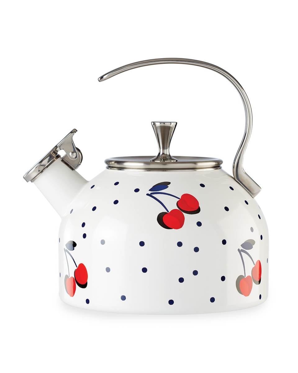 vintage cherry dot tea kettle