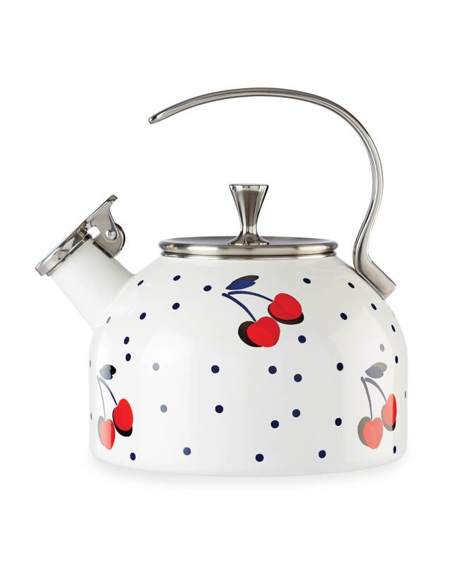 vintage cherry dot tea kettle