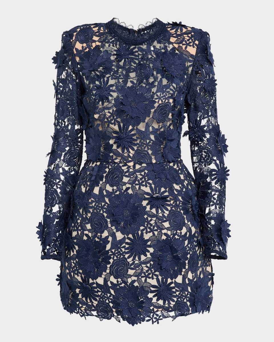 Maia Floral Lace Applique Mini Dress