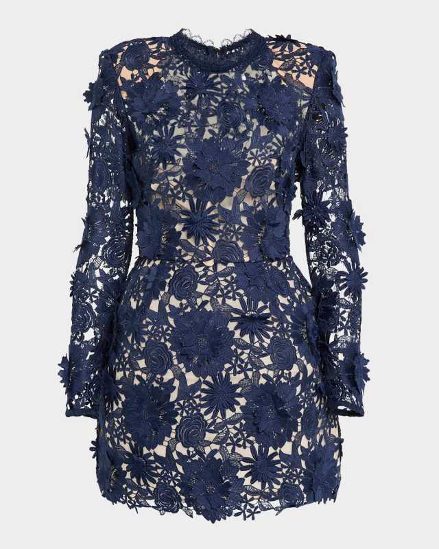 Maia Floral Lace Applique Mini Dress
