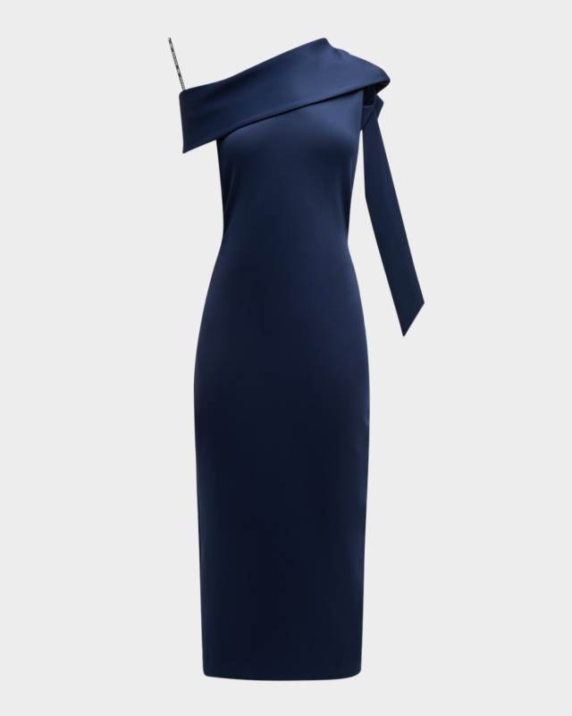 Dolores Draped One-Shoulder Bodycon Midi Dress