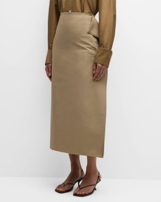 GIA STUDIOS Straight Side-Flap Midi Skirt