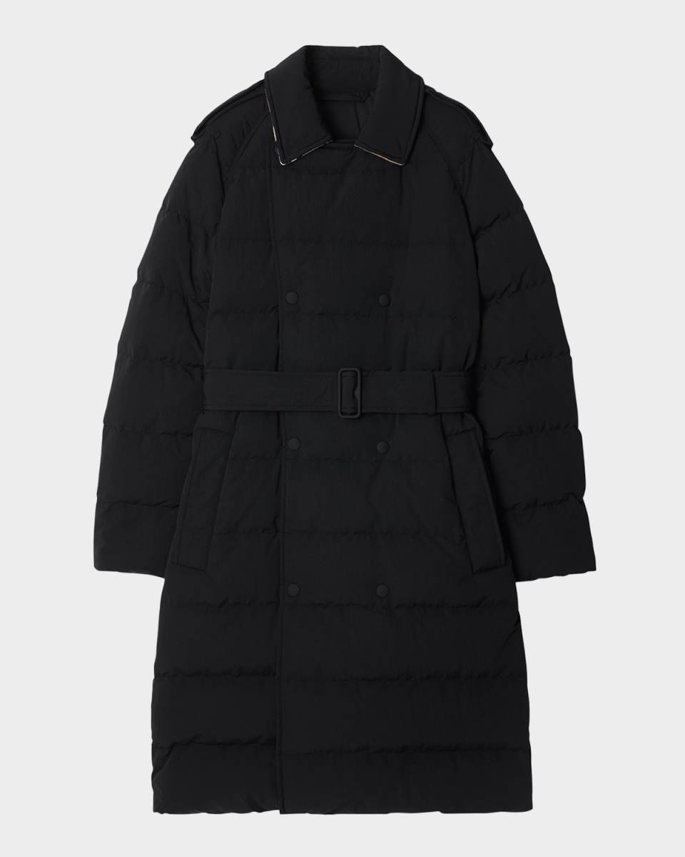 Belted Double-Breasted Down Trench Coat